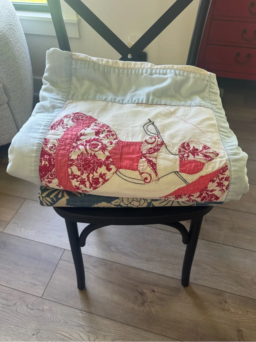 Umbrella Girl Vintage Quilt 88” X 77” Vintage